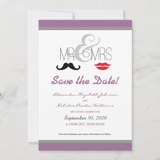 Mr. & Mrs. Moustache & Lipstick Save-the-Date! Save The Date