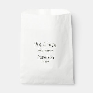 mr & mrs name est year wedding couple simple yello favour bags