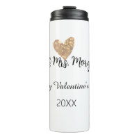 Mr & Mrs name happy Valentine's day gold heart