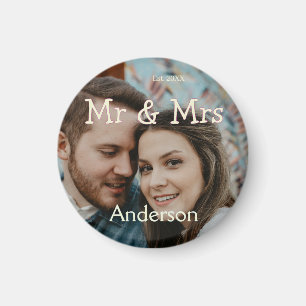 mr & mrs name photo christmas couple wedding yello magnet