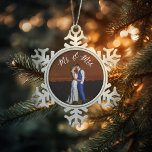 Mr. & Mrs. Newly Weds Pewter Keepsake Ornament<br><div class="desc">First christmas gift for newly weds or your new spouse.  "Mr. & Mrs." script overlay on top of your photo.

Photo courtesy of Leeds Wedding Photographer,  John Hope. Visit him at http://www.johnhopephotography.com</div>