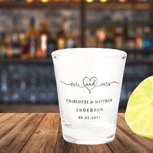 Mr mrs newly weds wedding party shot glass