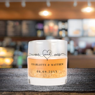 Mr mrs newly weds wedding party whiskey glass