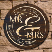 Mr & Mrs Newlywed Couple's Birch Wood Art
