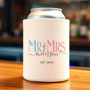 Mr & Mrs Newlywed Wedding Favour Thank You Can Cooler