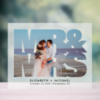 Mr Mrs Newlyweds Photo Wedding Frosted
