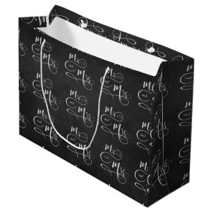 Mr. & Mrs. on black chalkboard Large Gift Bag