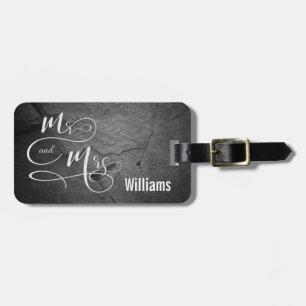 Mr. & Mrs. on dark grey stone Luggage Tag