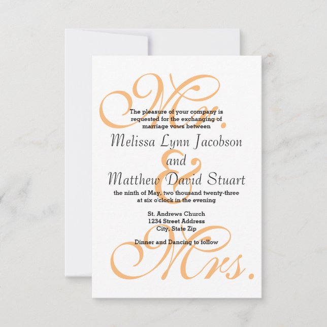 Mr. & Mrs. Peach - Wedding Invitation (Front)