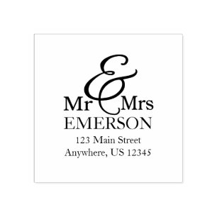 Mr & Mrs personalised address Rubber Stamp
