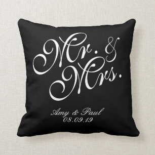 Mr.&Mrs.Personalised Black Cushion