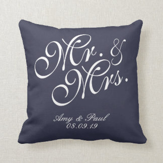 Mr.&Mrs.Personalised Blue Cushion