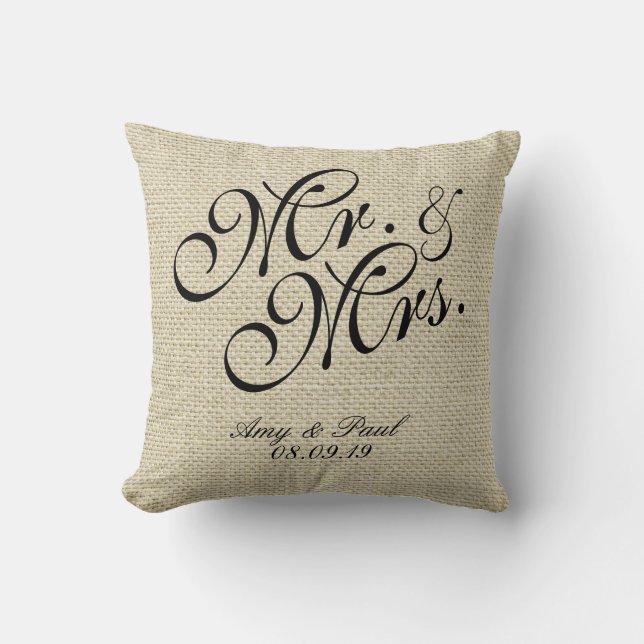 Mr.&Mrs.Personalised Linen Cushion (Front)