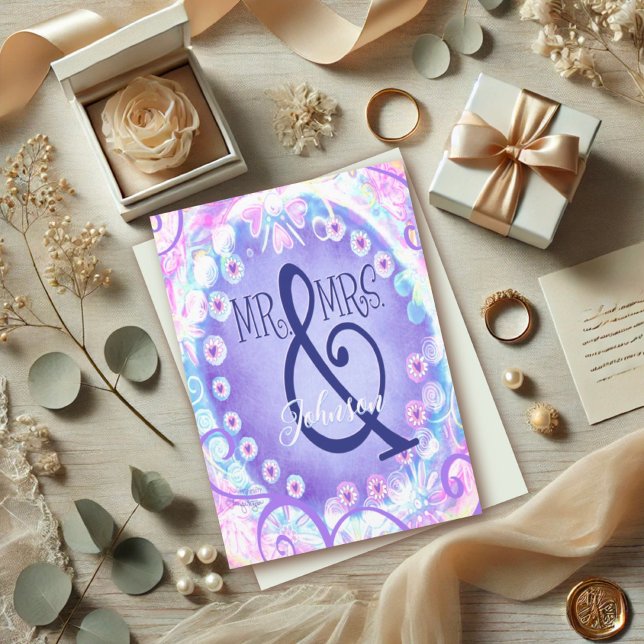 Mr. & Mrs. Personalised Name Inspirivity Elegant Card (Creator Uploaded)