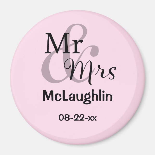 Mr & Mrs Personalised Wedding Couple Names Date Magnet (Front)