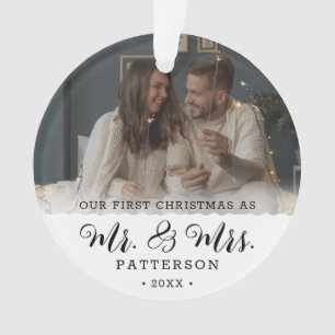 Mr. & Mrs. Photo 1st Christmas Newly weds Keepsake Ornament