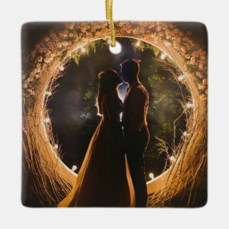 Mr & Mrs Photo Bauble, First Christmas Married Ceramic Ornament