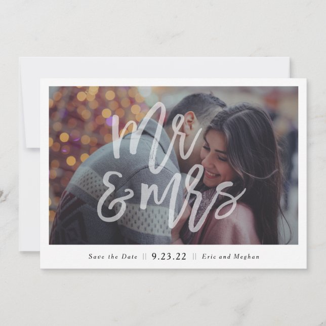 "Mr. & Mrs." Photo Save the Date (Front)