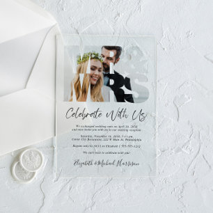 Mr Mrs Photo Wedding Reception Acrylic Invitations