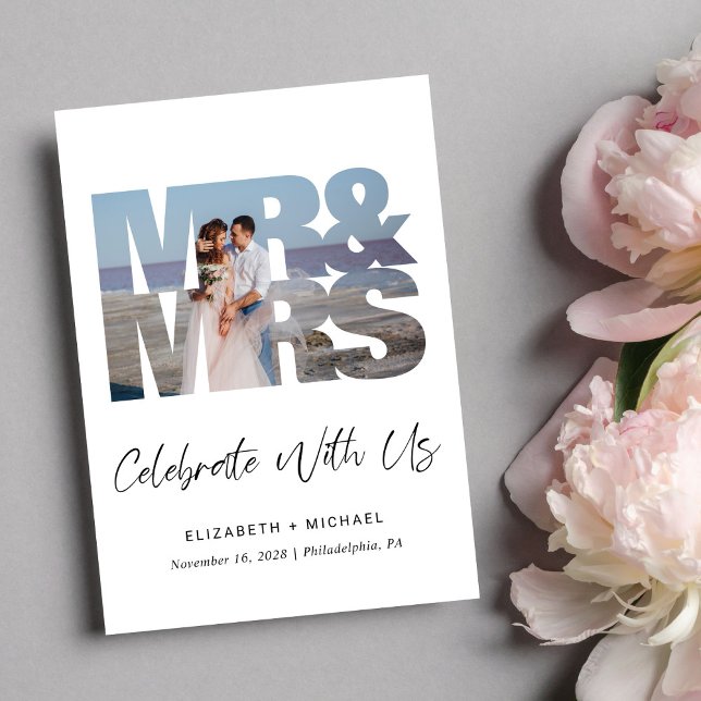 Mr Mrs Photo Wedding Reception Invitation (A chic Wedding Reception Invitation to set the tone for an unforgettable event)