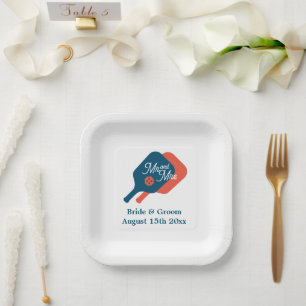 Mr & Mrs pickleball themed wedding plates