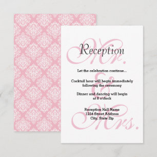 Mr. & Mrs. Pink - Reception Invitation