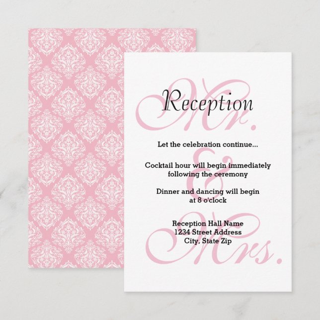 Mr. & Mrs. Pink - Reception Invitation (Front/Back)
