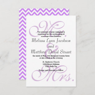 Mr. & Mrs. Purple Chevron - 3x5 Wedding Invitation