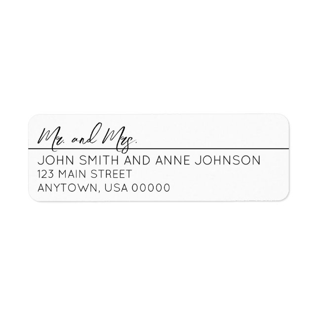 Mr & Mrs Return Address Label - Diff Last Names (Front)