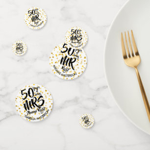 Mr Mrs Right Fun Golden 50th Anniversary Confetti