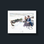 Mr & Mrs romantic love couple photo wedding Canvas Print<br><div class="desc">this chic and minimalist Mr and Mrs poster features a personalised newly married couple with their custom name and wedding date. Great for a wedding reception,  party,  wedding souvenir or wedding gift!</div>
