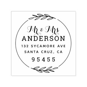 Mr & Mrs   Rustic Married Couple Return Address Self-inking Stamp
