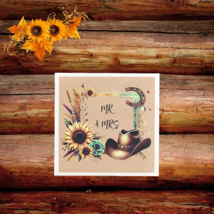  Mr & Mrs Rustic Sunflower Wedding  Napkin