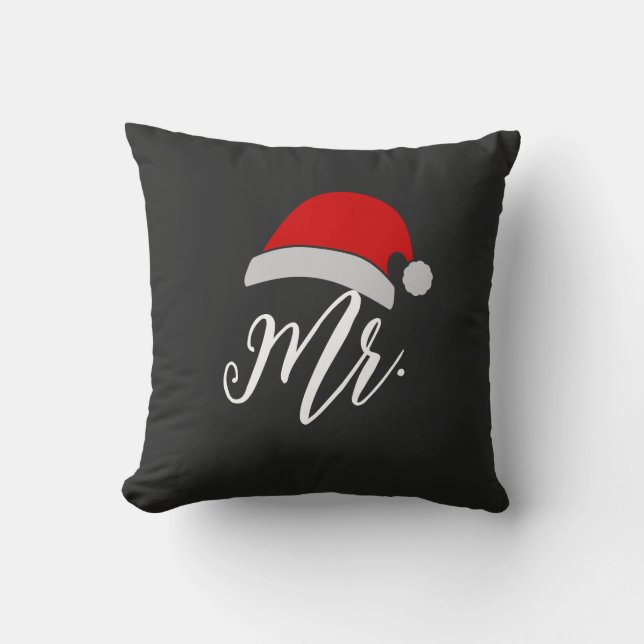 Mr Mrs Santa Pillow | Christmas Couples Gift (Front)