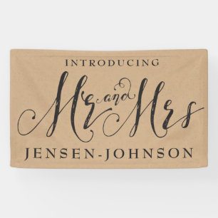Mr & Mrs Script Cursive Typography Wedding Banner