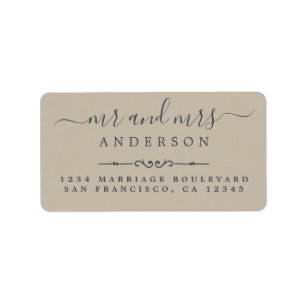 Mr Mrs Script Gray Wedding Return Address Label