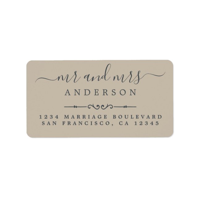Mr Mrs Script Gray Wedding Return Address Label (Front)