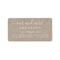 Mr Mrs Script Kraft Paper Wedding Return Address