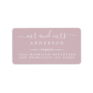 Mr Mrs Script Pastel Purple Wedding Return Address Label