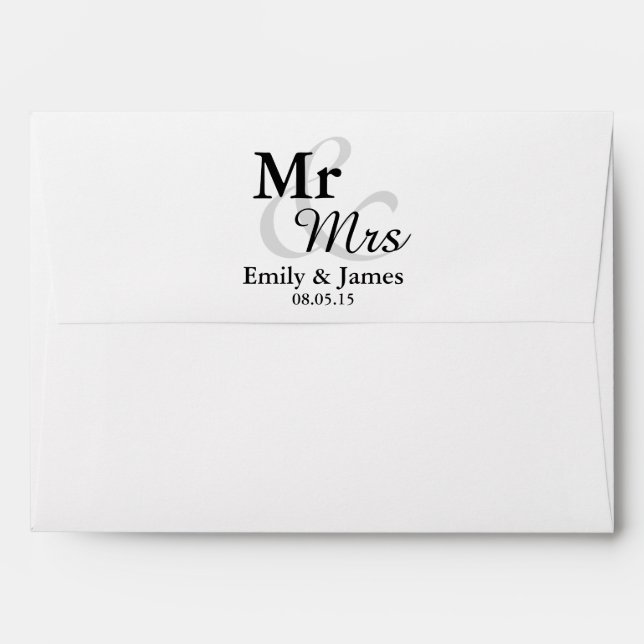 Mr&Mrs Simple Elegant Typography Wedding Envelopes (Back (Top Flap))