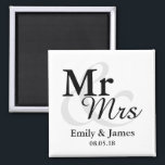 Mr&Mrs Simple Elegant Typography Wedding Favour Magnet<br><div class="desc">Simple Elegant Typography Black and white "Mr&Mrs" wedding favour.

Click on the customise it button to personalise the design by choosing the background colour you like and even add your own text.

Matching items are also available in store.</div>
