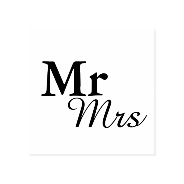 Mr&Mrs Simple Elegant Typography Wedding Favour Rubber Stamp (Imprint)