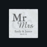Mr&Mrs Simple Elegant Typography Wedding Favour Stone Magnet<br><div class="desc">Simple Elegant Typography Black and white "Mr&Mrs" wedding favour.

Click on the customise it button to personalise the design by choosing the background colour you like and even add your own text.

Matching items are also available in store.</div>