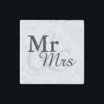 Mr&Mrs Simple Elegant Typography Wedding Favour Stone Magnet<br><div class="desc">Simple Elegant Typography Black and white "Mr&Mrs" wedding favour.

Click on the customise it button to personalise the design by choosing the background colour you like and even add your own text.

Matching items are also available in store.</div>