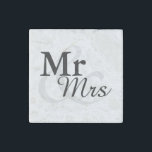 Mr&Mrs Simple Elegant Typography Wedding Favour Stone Magnet<br><div class="desc">Simple Elegant Typography Black and white "Mr&Mrs" wedding favour.

Click on the customise it button to personalise the design by choosing the background colour you like and even add your own text.

Matching items are also available in store.</div>