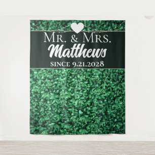 Mr Mrs Since Hedge Wall Wedding Photo Backdrop Tapestry