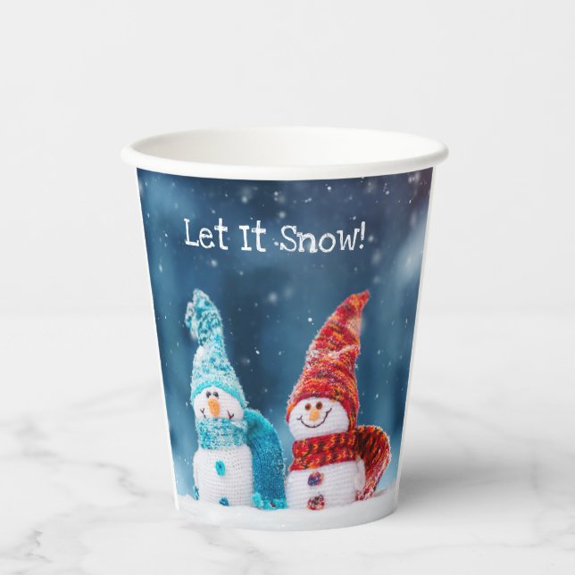 Mr. & Mrs. Snowman Custom Paper Cups (Front)