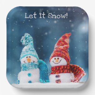 Mr. & Mrs. Snowman Custom Paper Plates