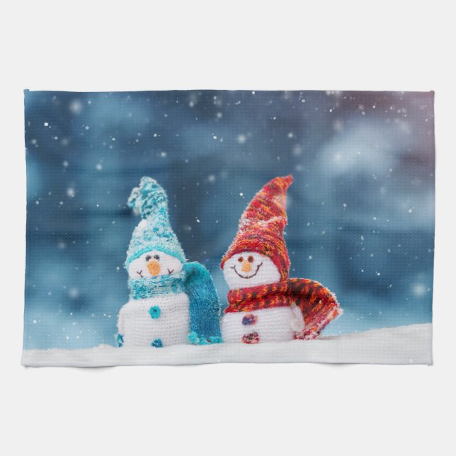 Mr. & Mrs. Snowman Kitchen towel (Horizontal)