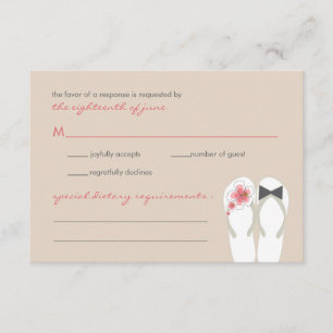 Mr & Mrs Summer Flip Flops Beach Wedding RSVP Card